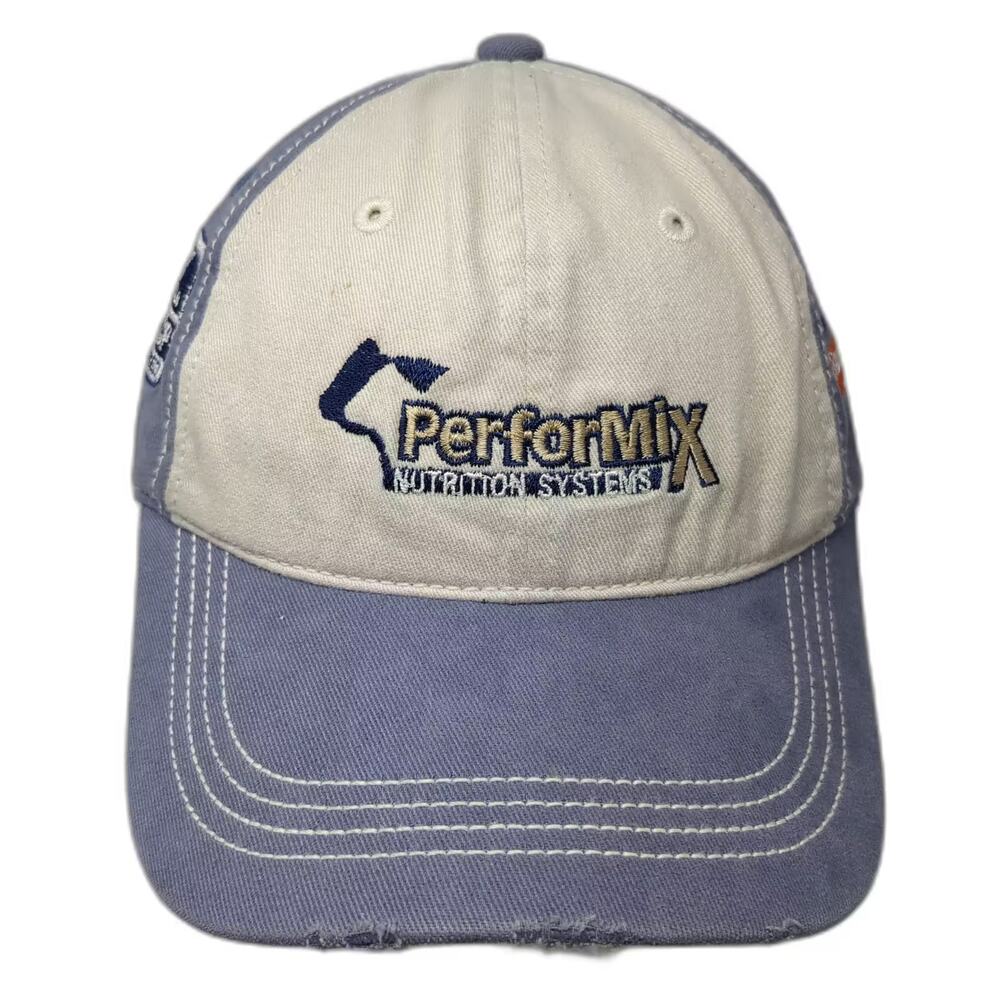 District Threads Baseball Cap Blue White OS PerforMix Nutrition Strapback Hat